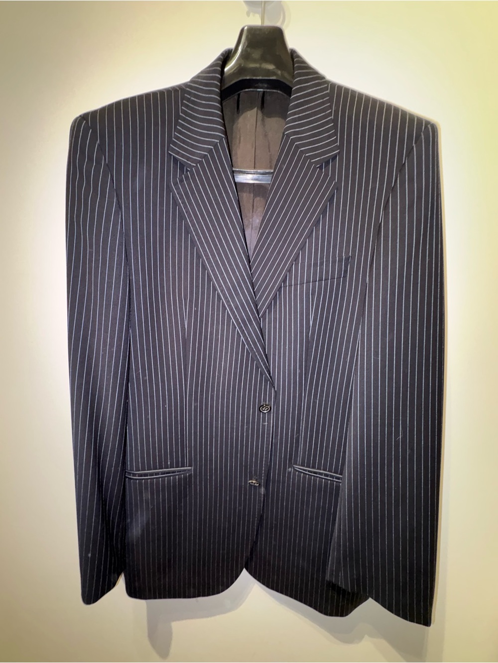 Boss Navy Pinstripe Two-Button Suit Jacket